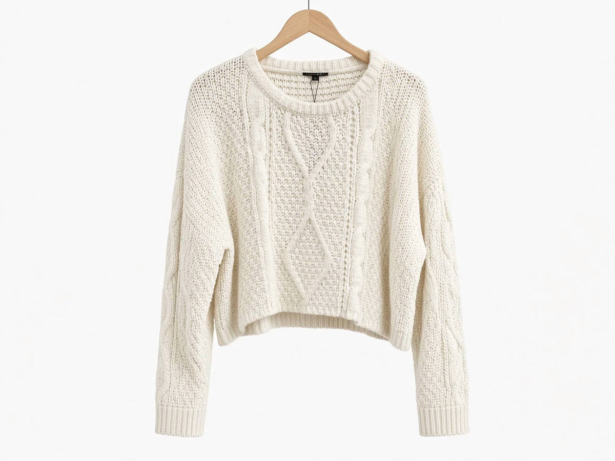 Papermoon - Women's Cora Loose Fit Cable Knit Sweater