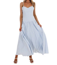 TCEC Oceanview Striped Maxi Dress in light blue - women's dress - alternate view