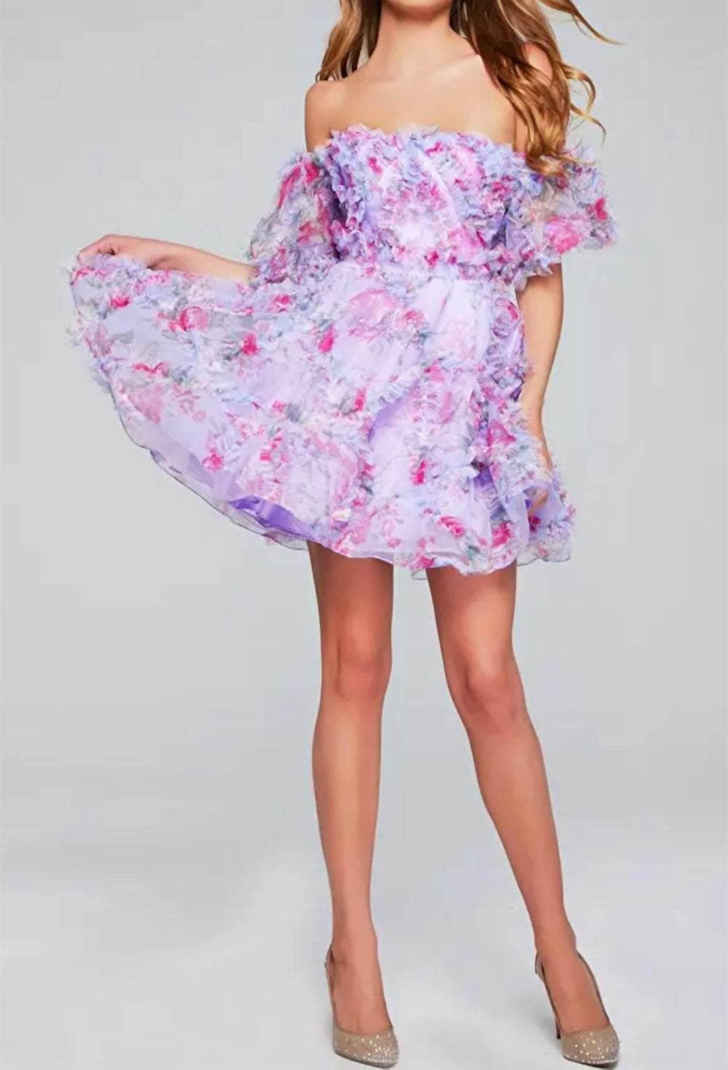 Jovani - Floral A-line Party Dress