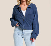 Z Supply Heritage Knit Jacket in indigo 2 - women's jacket