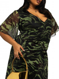 Fashion Szn Curve - Zebra Print Midi Dress - Plus Size