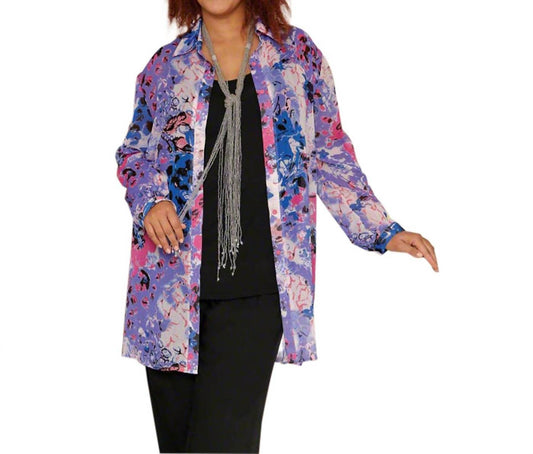 On The Plus Side - Print Long Sleeve Tunic - Plus