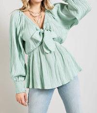143 Story - Long Sleeve Tie Front Top