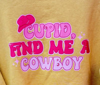 Original Favorites Women's Cupid Find Me A Cowboy Crewneck Tee in yellow - women's top - detail view
