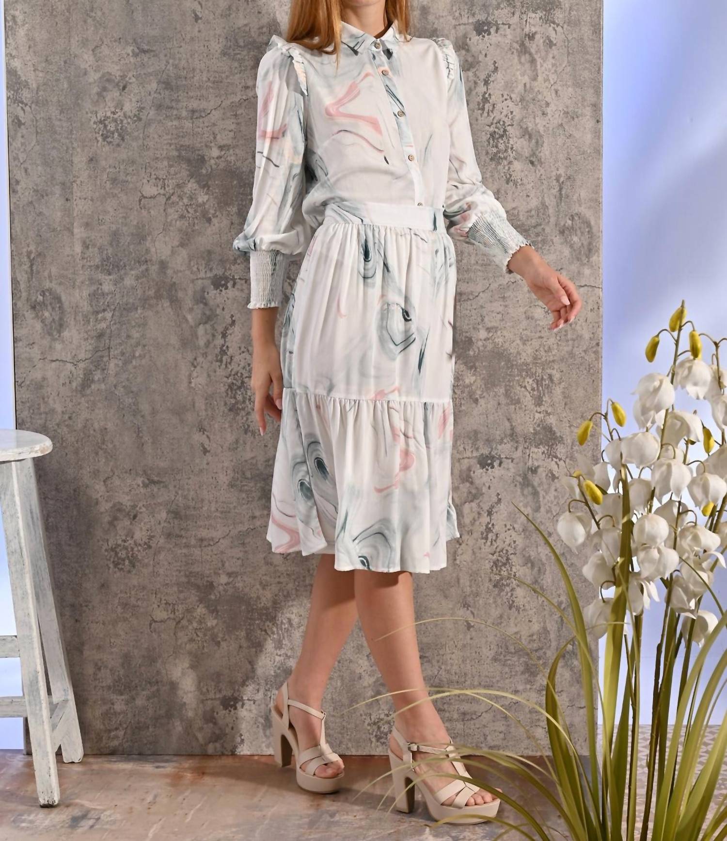 Roslyn - Swirl Print Skirt Set