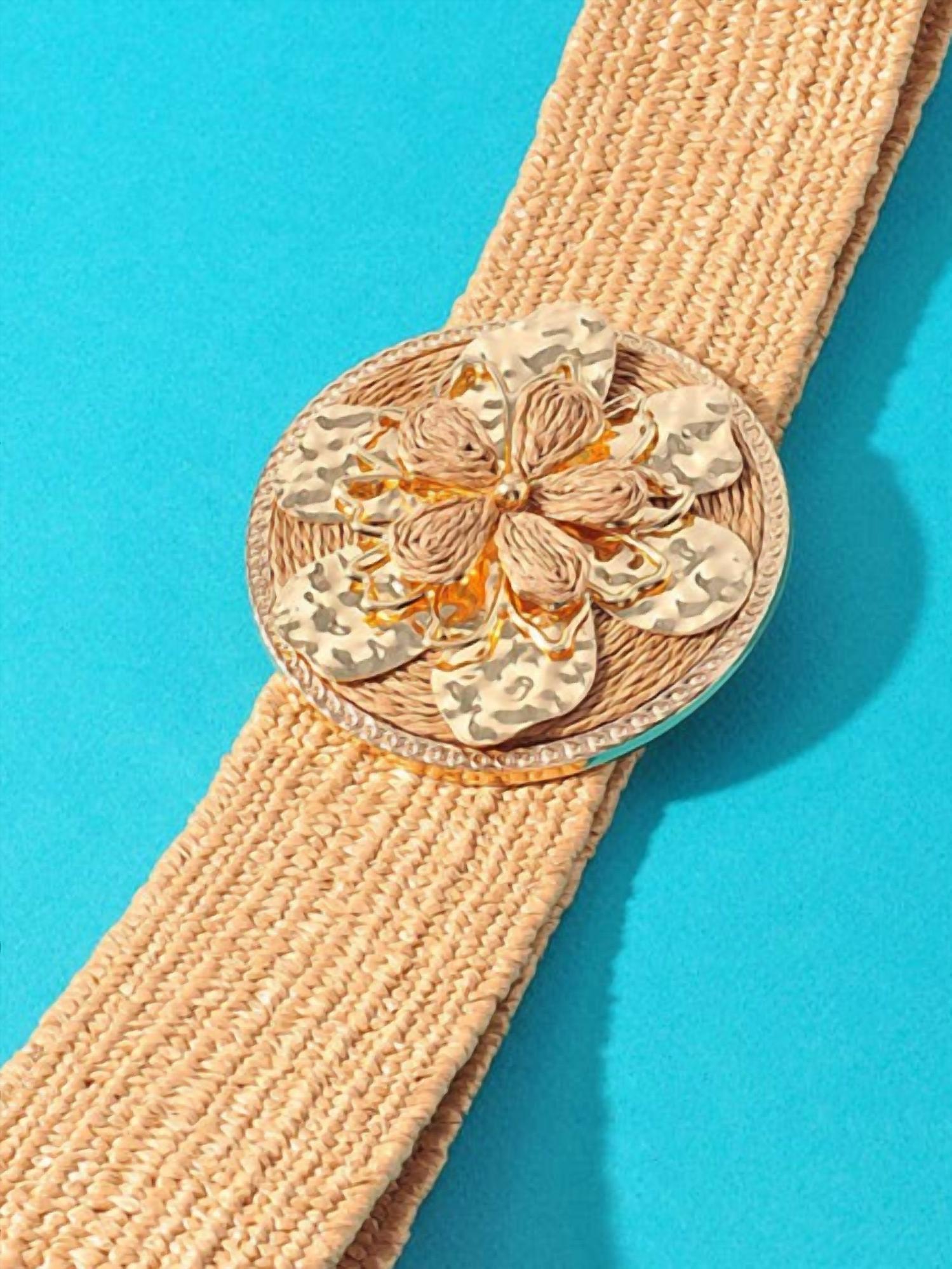 Merveille - Women's Center Flower Straw Belt