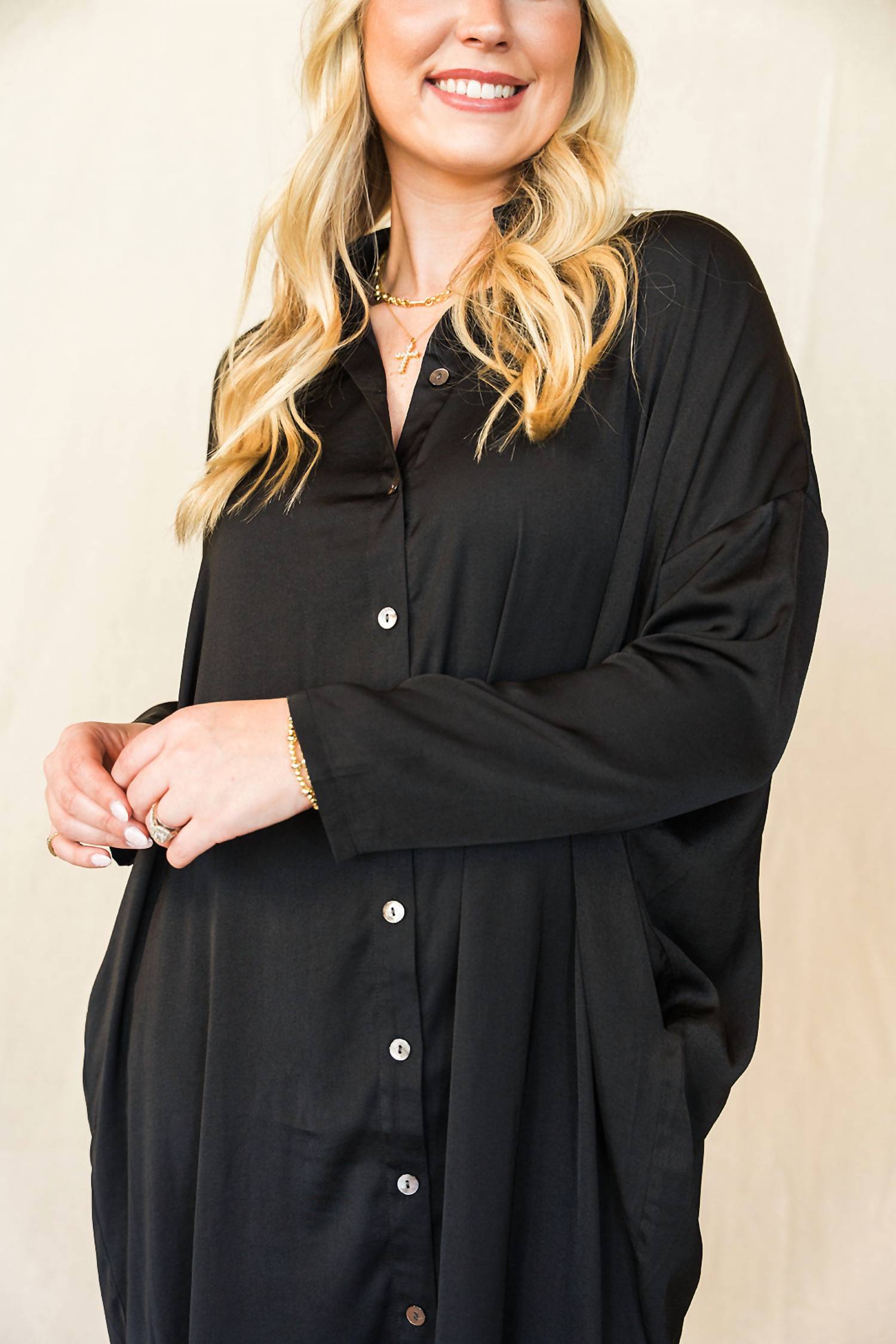 Before You Collection - Satin Oversized Shirt Dress