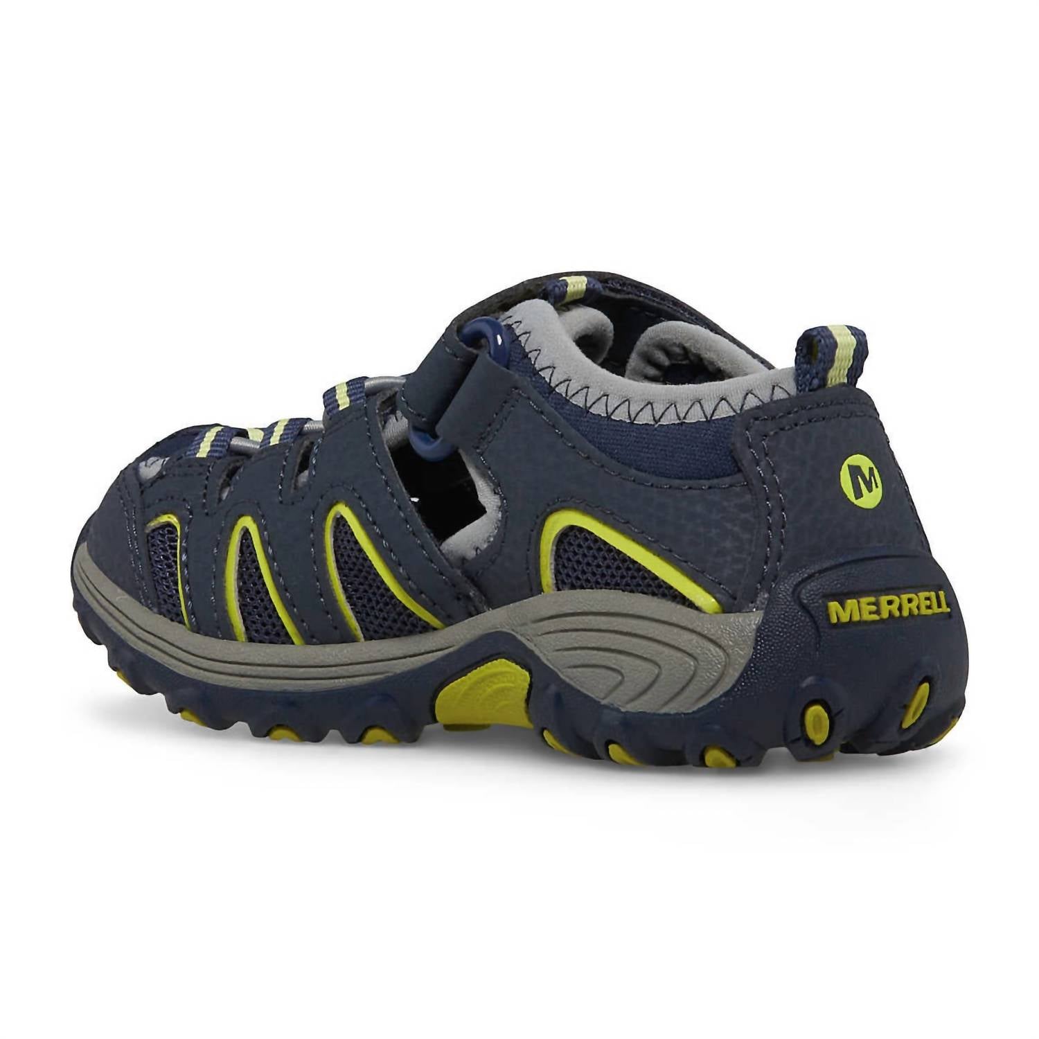 MERRELL Little Kid's Hydro H2o Hiker Sandal in navy lime - kids' sneaker - alternate view