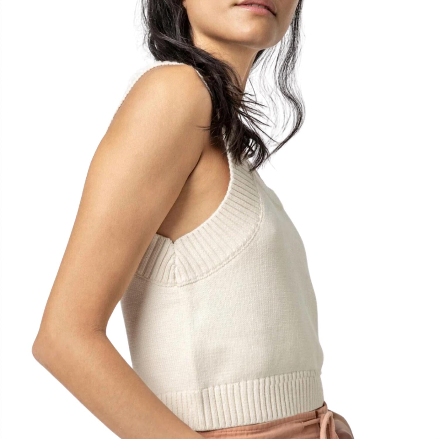 Lilla P Women's Sweater Tank Top in ivory - women's tank top - alternate view