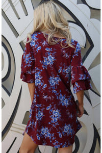 Angie - Floral Double Ruffle Sleeve Dress