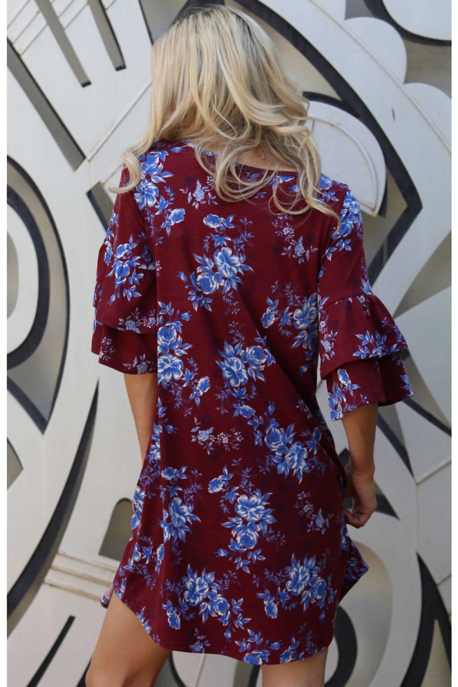 Angie - Floral Double Ruffle Sleeve Dress