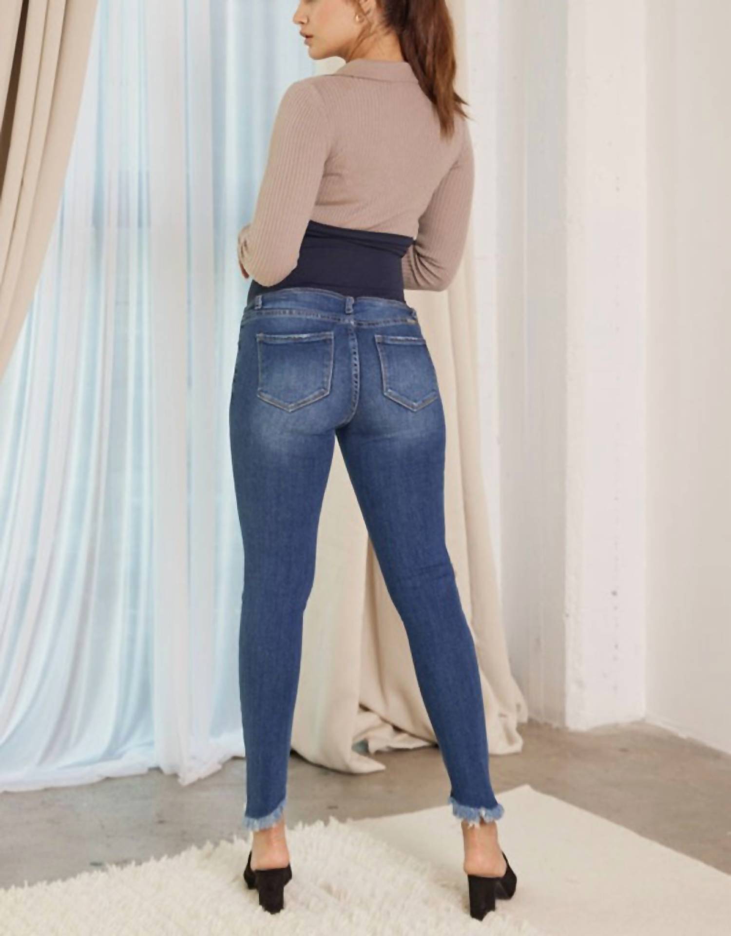 Kancan - Hewitt Full Band Frayed Skinny Maternity Jeans