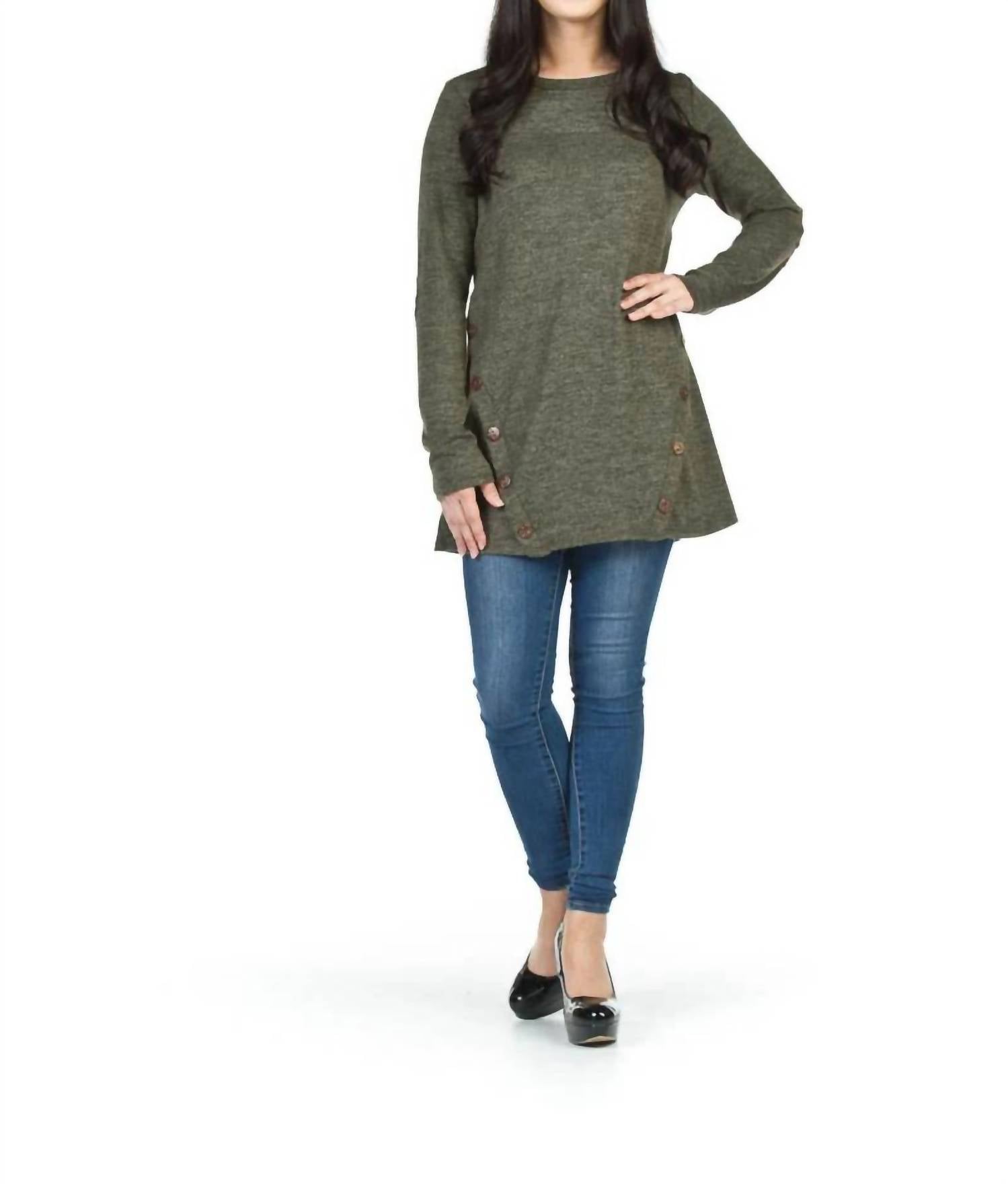 Papillon - Button And Elbow Patch Heathered Tunic