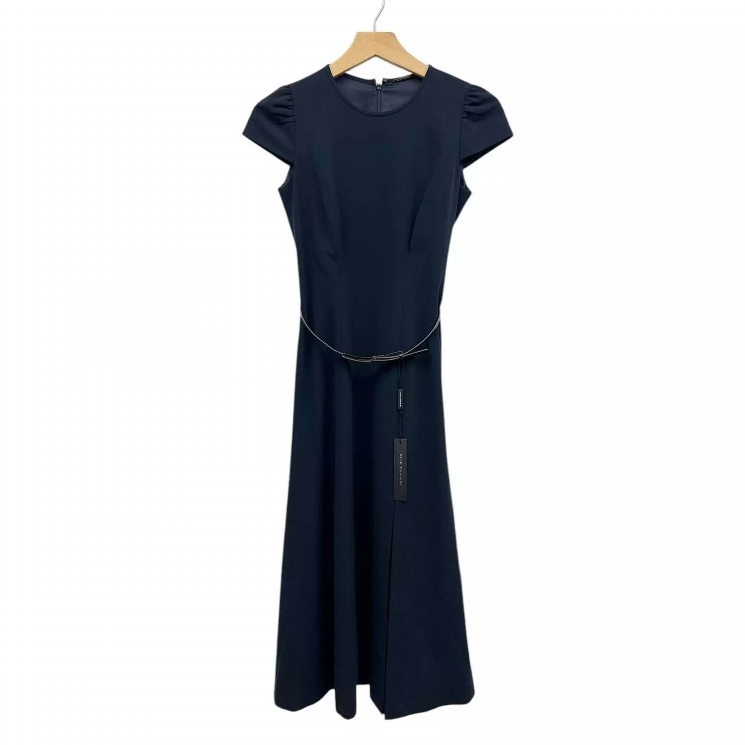 Elie Tahari - Miciela Cap-sleeve Belted Midi Dress With Slit