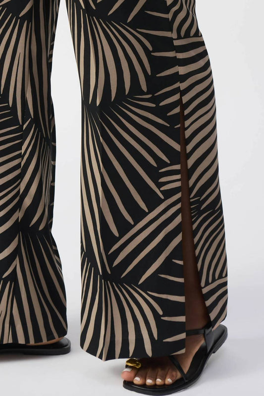 Joseph Ribkoff - Tropical Print Side Slit Wide Leg Pants