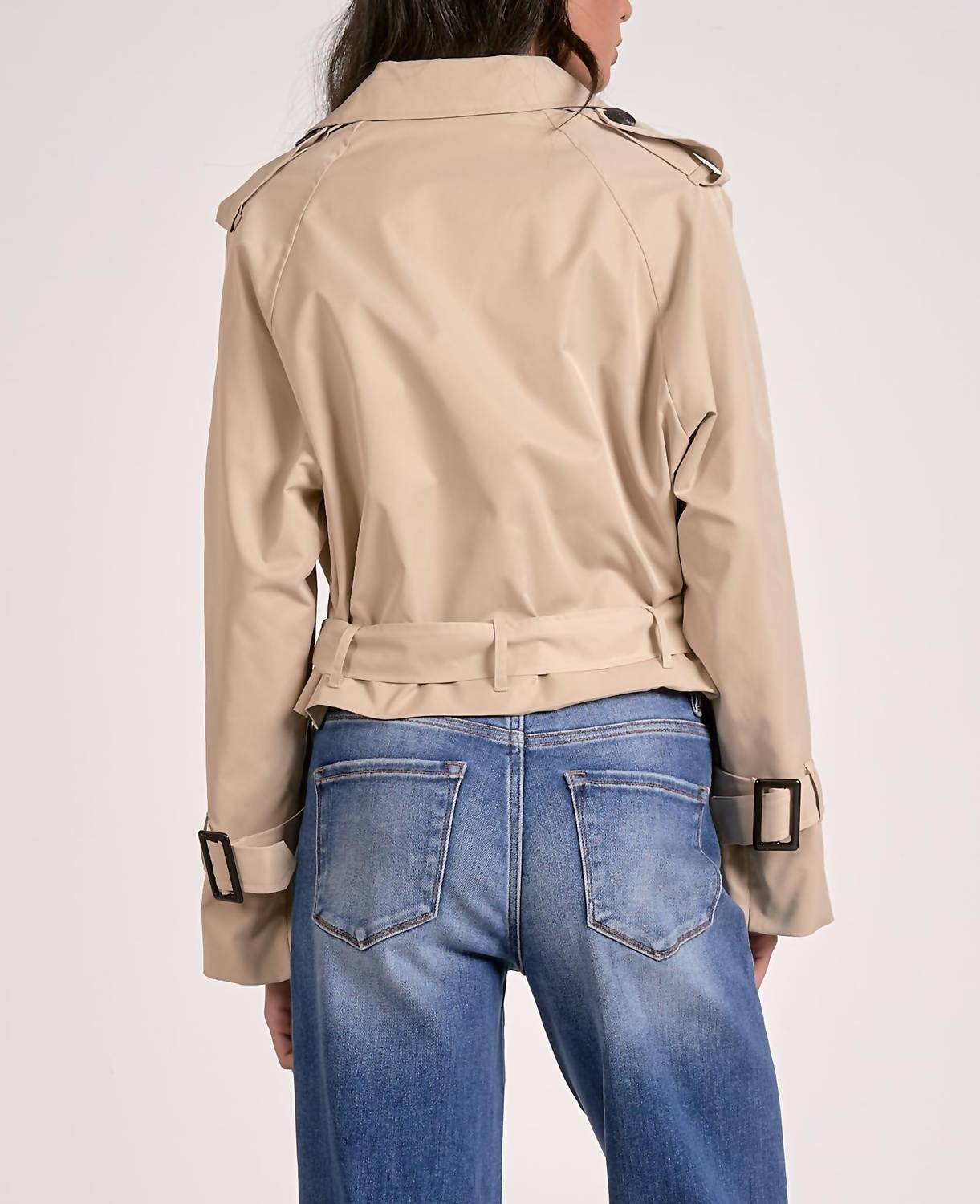 ELAN Trench Crop Jacket in natural - women's jacket - detail view