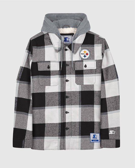 Starter - Men's Pittsburgh Steelers The Big Joe Sherpa Lined Plaid Starter Jacket
