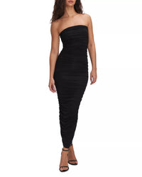 GOOD AMERICAN Sheer Ruched Tube Maxi Dress in black - women's dress