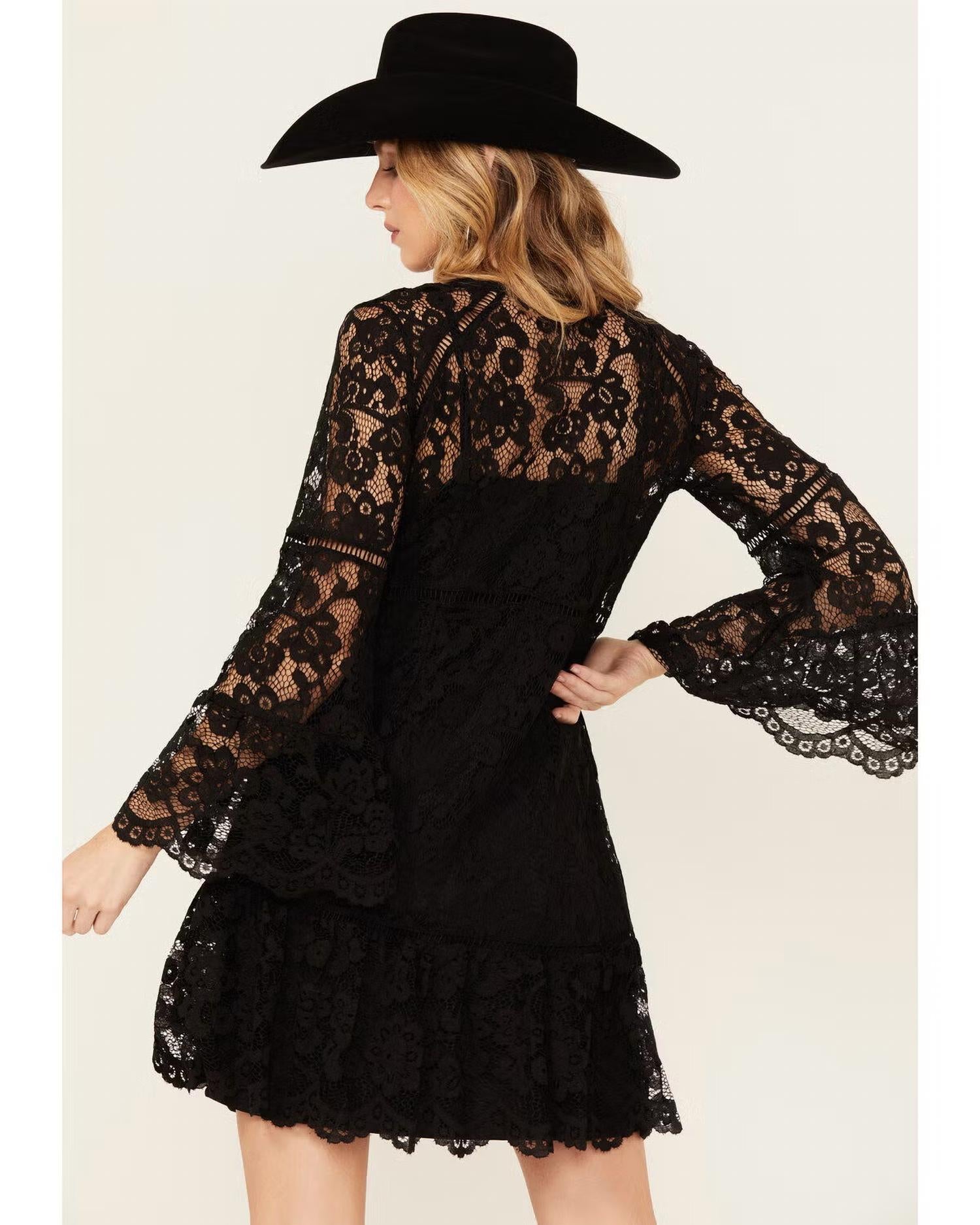 Scully - Lace Long Sleeve Mini Dress