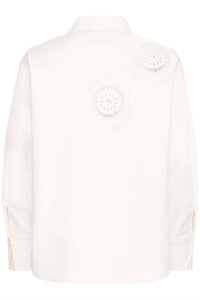 Ichi - Crochet Insert Button-down Blouse