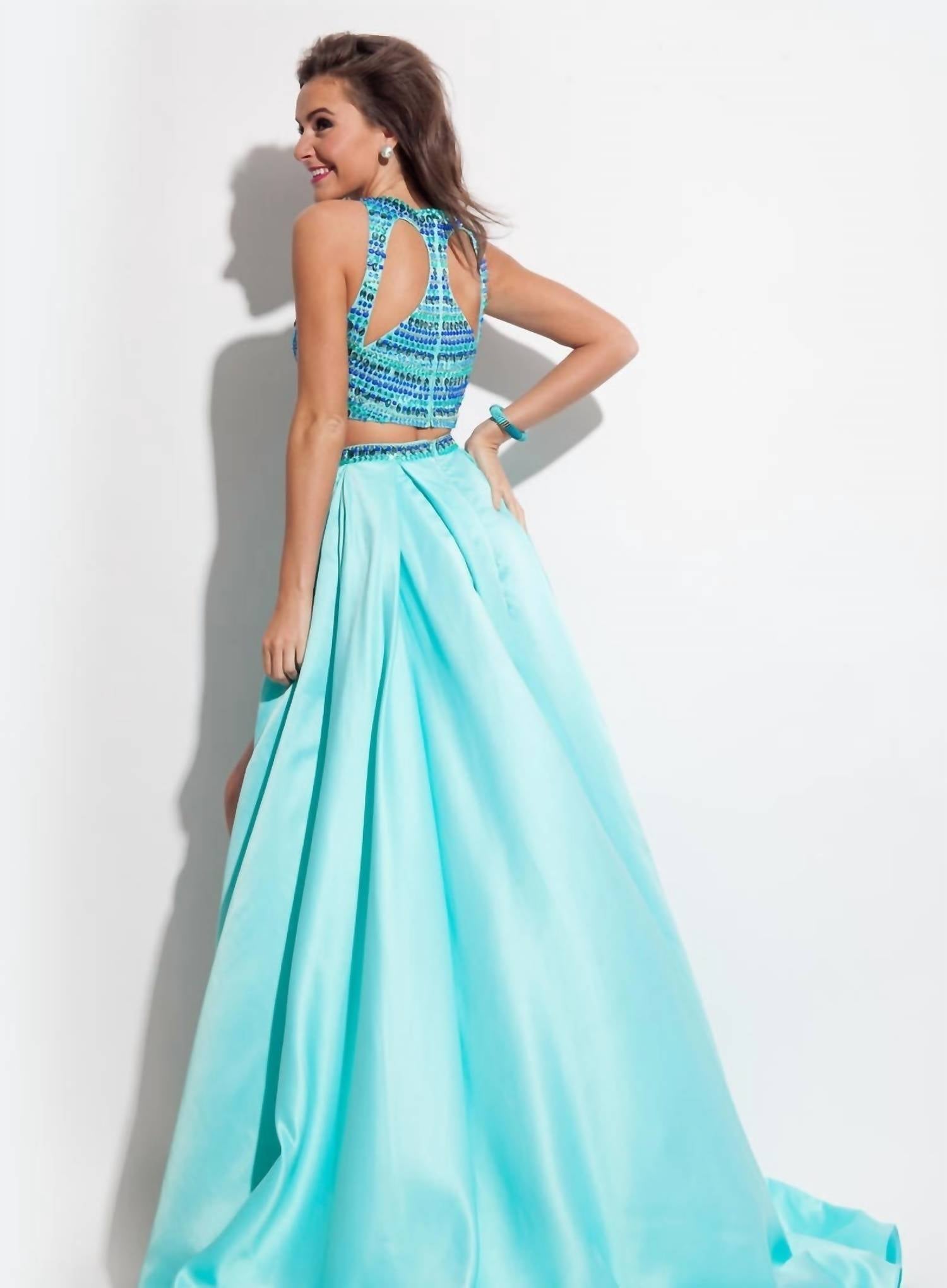Rachel Allan - Fully Beaded Two-piece Prom Dress With Overskirt