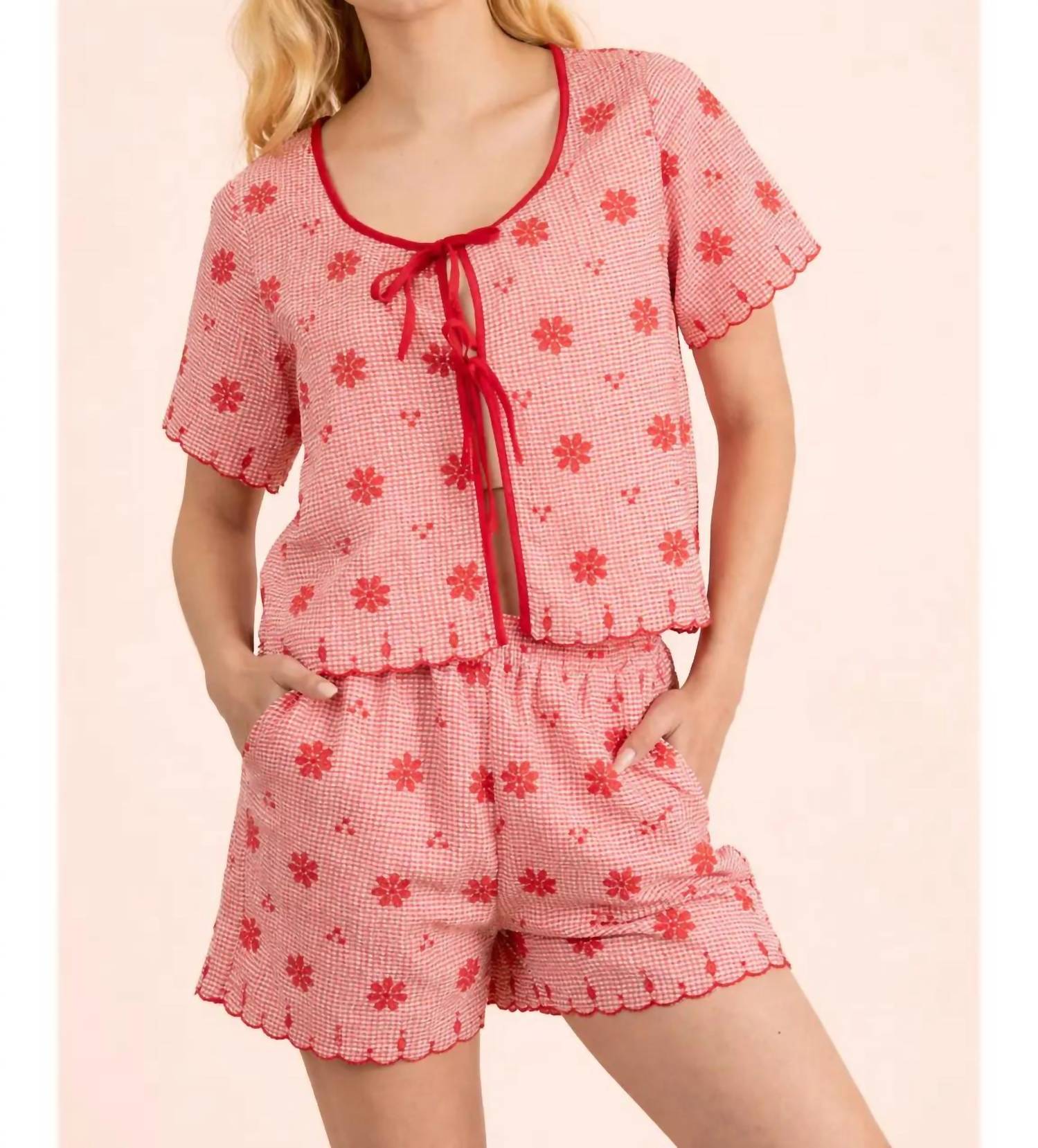 Very J - Gingham Tie Top