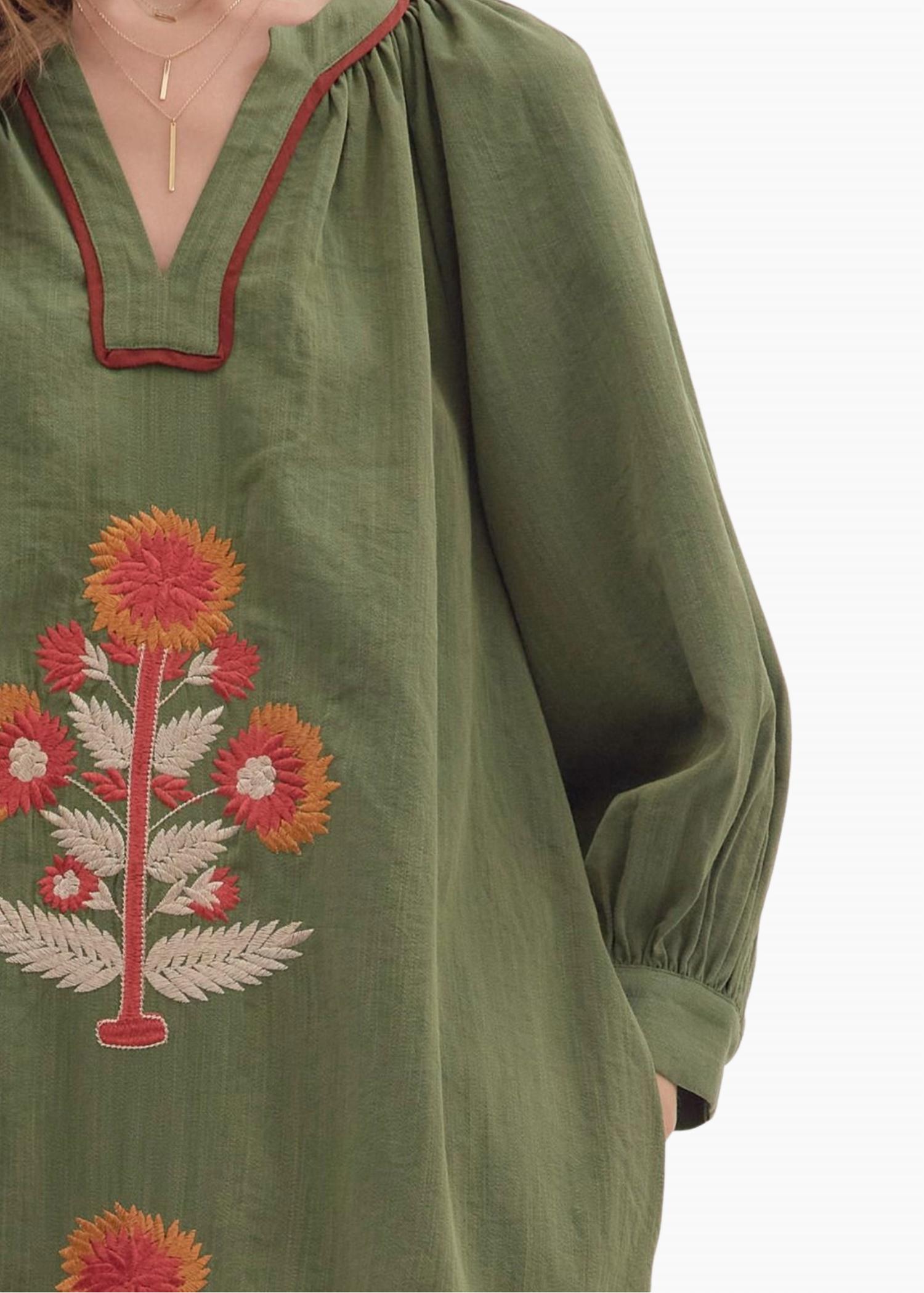 entro Katy Blockprint Dress in olive - women's dress - view 4