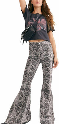 Free People - Just Float On Snake Print Flare Jean
