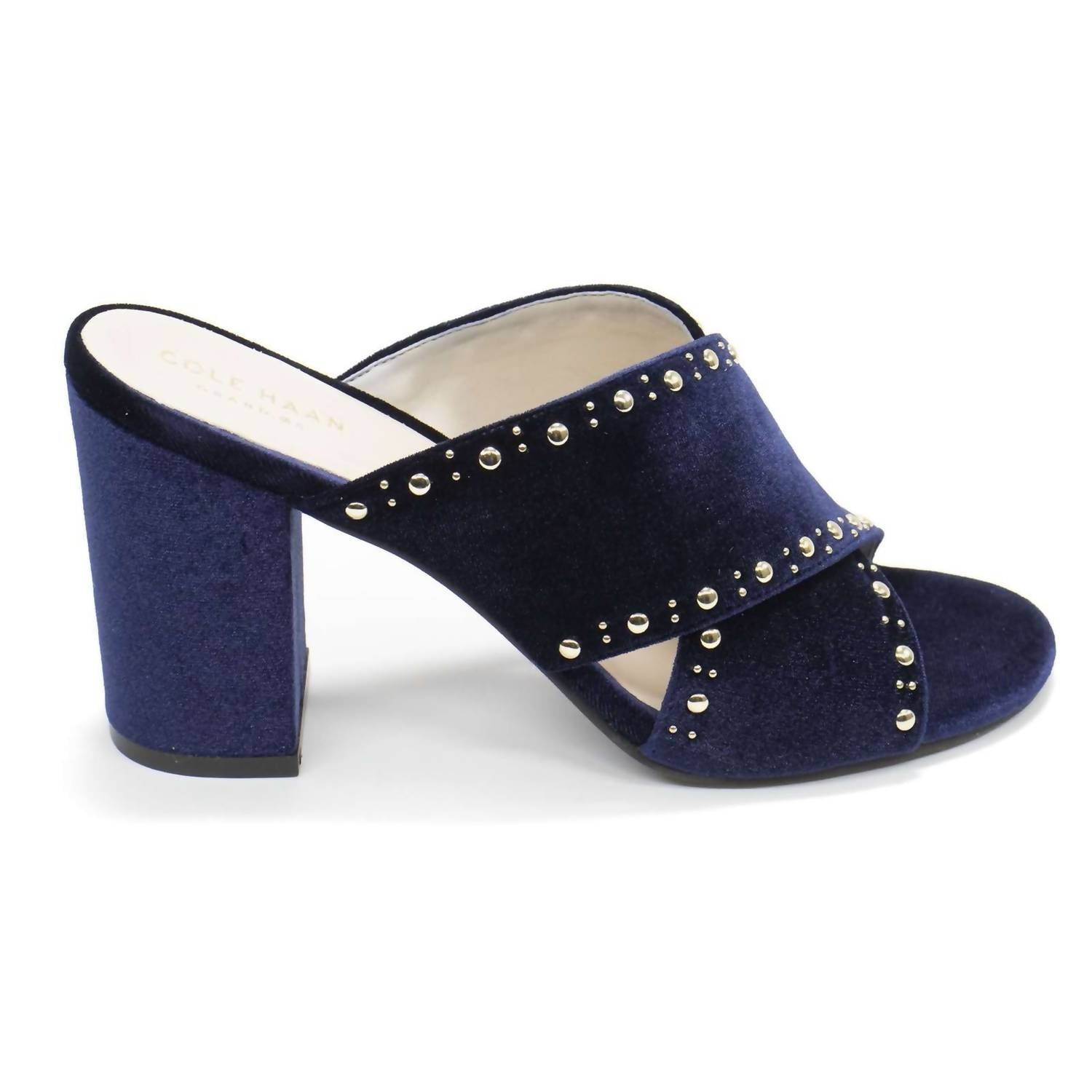 COLE HAAN Women's Gabby Studded Slip-on Sandals in blue velvet - women's sandal - view 11