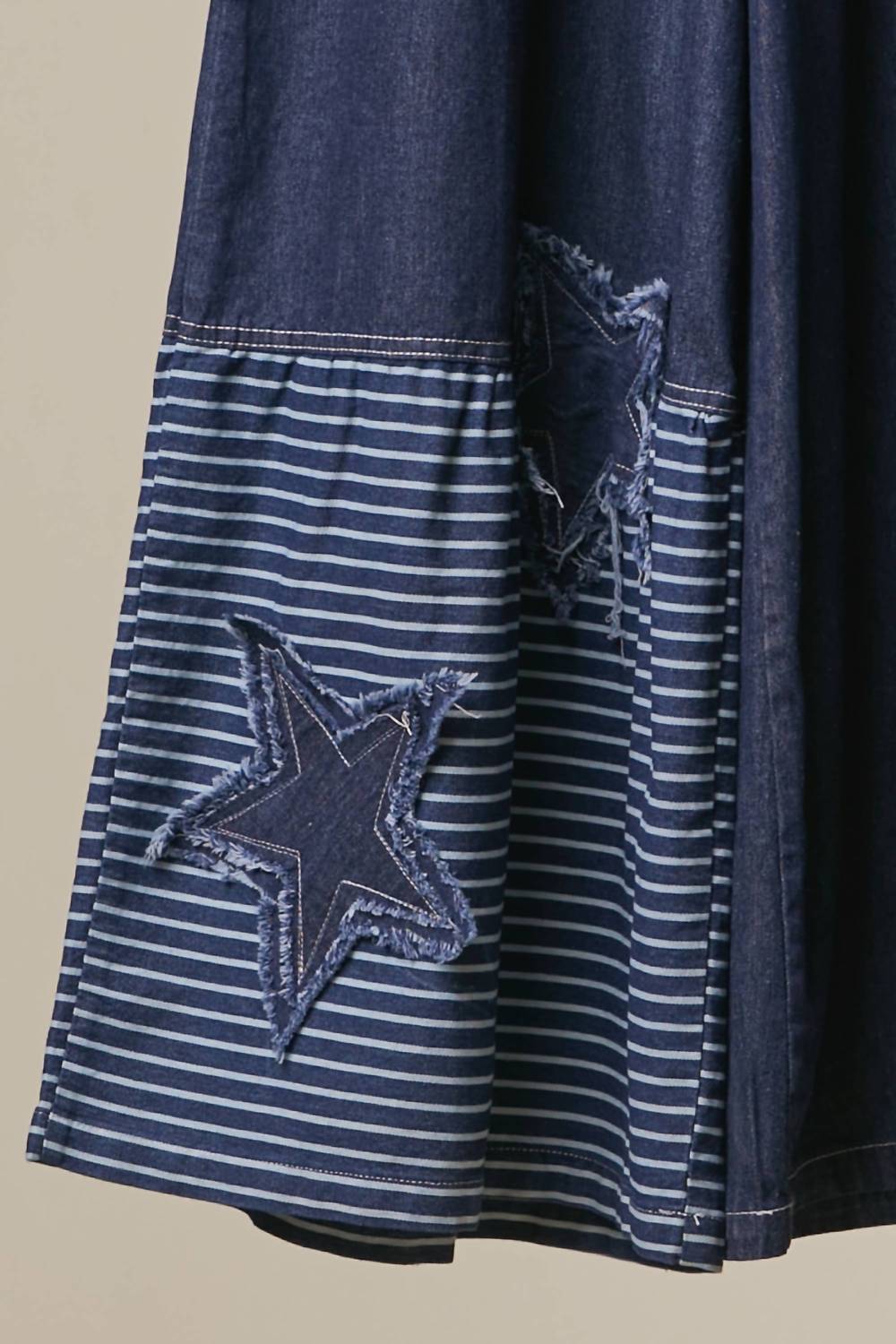 Mello Frayed Star Patch Wide Pants in denim - women's pants - view 5