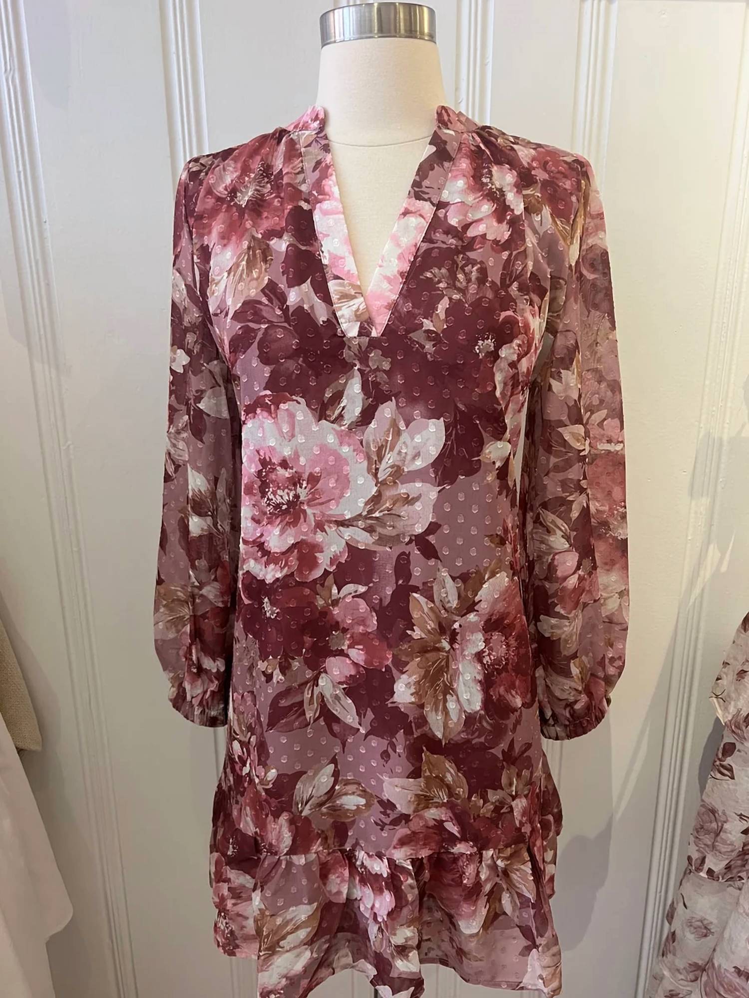 Meet Me In Santorini - Women's Long Sleeve Floral Belted Dress