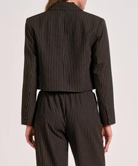 Elan - Women's Cropped Pinstripe Blazer