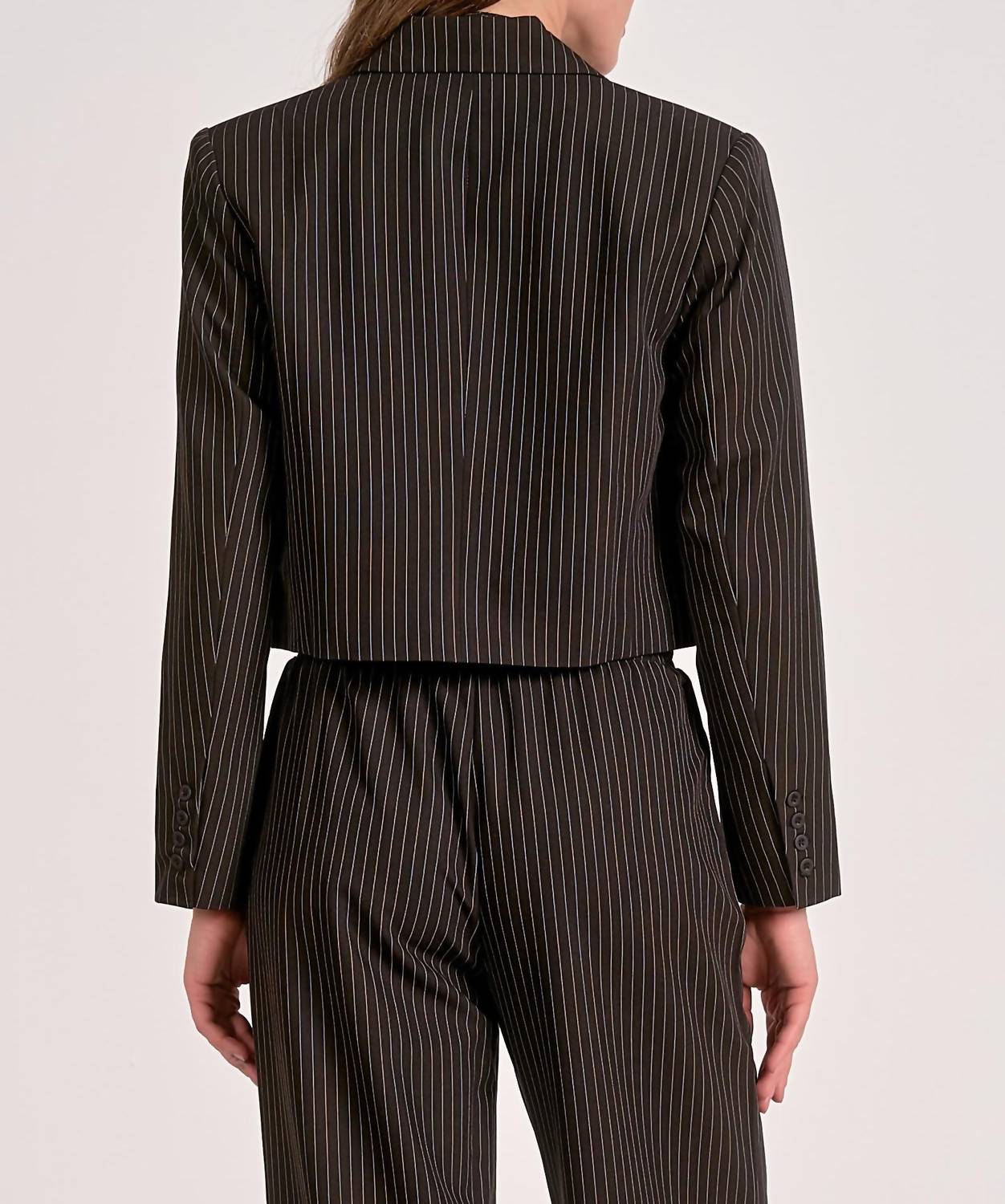 Elan - Women's Cropped Pinstripe Blazer