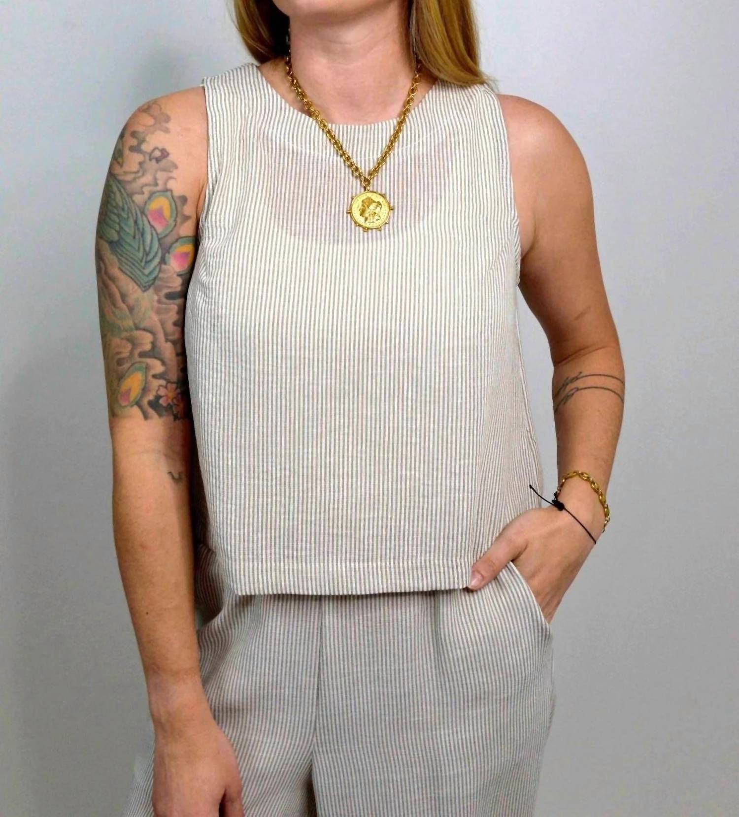 Sadie & Sage - Garden Stripe Button Tank Top