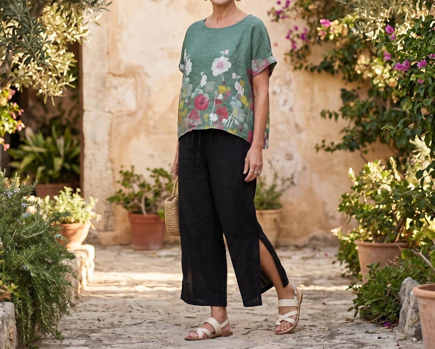 Made In Italy - Flora Linen Top