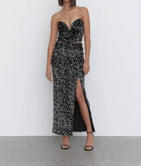 4th & Reckless Halsey Sequin Set in black - women's sleepwear