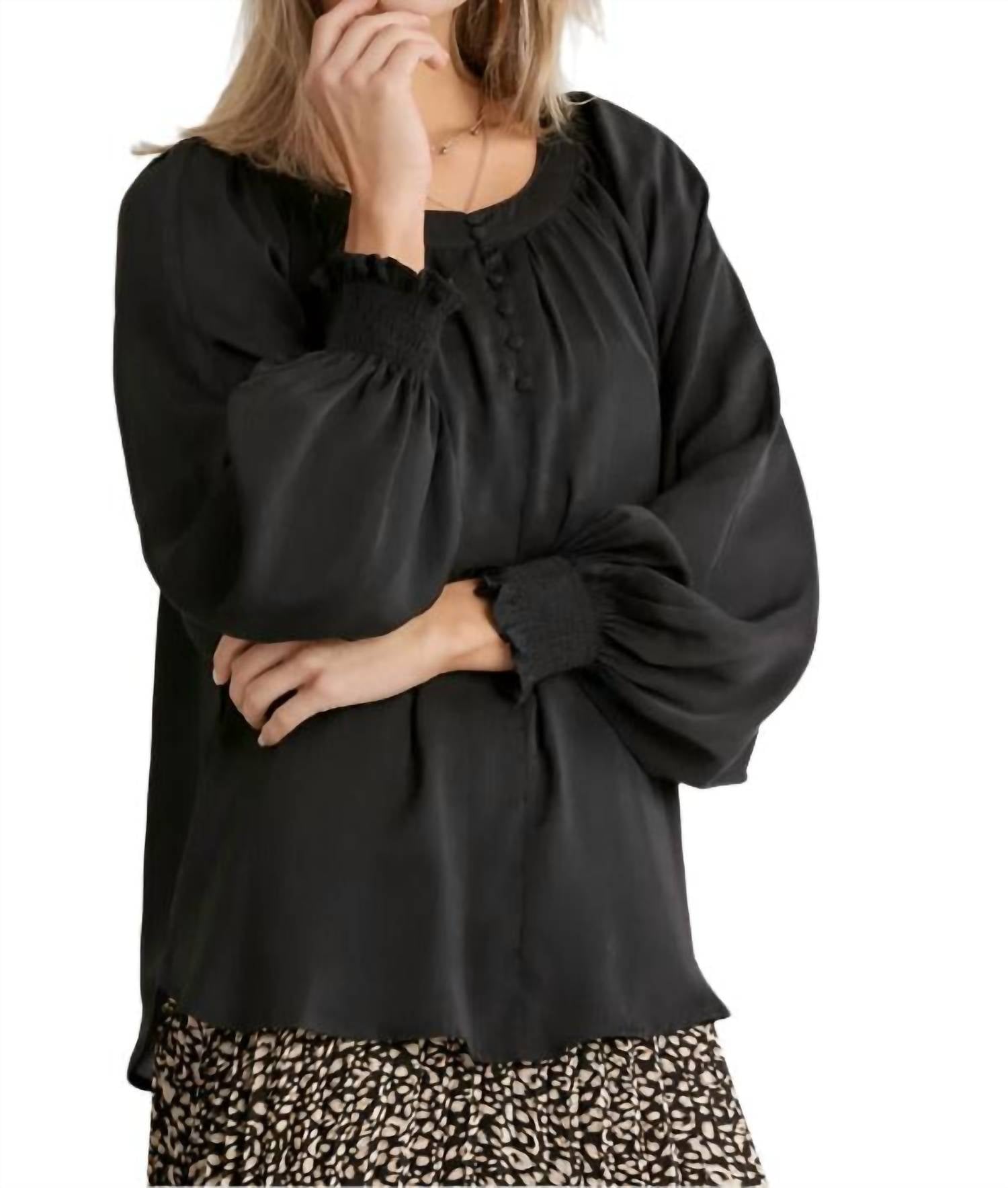 Umgee - Puff Sleeve Satin Blouse