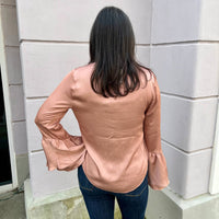 Fate - Crossover V-neck Ruffle Cuff Blouse