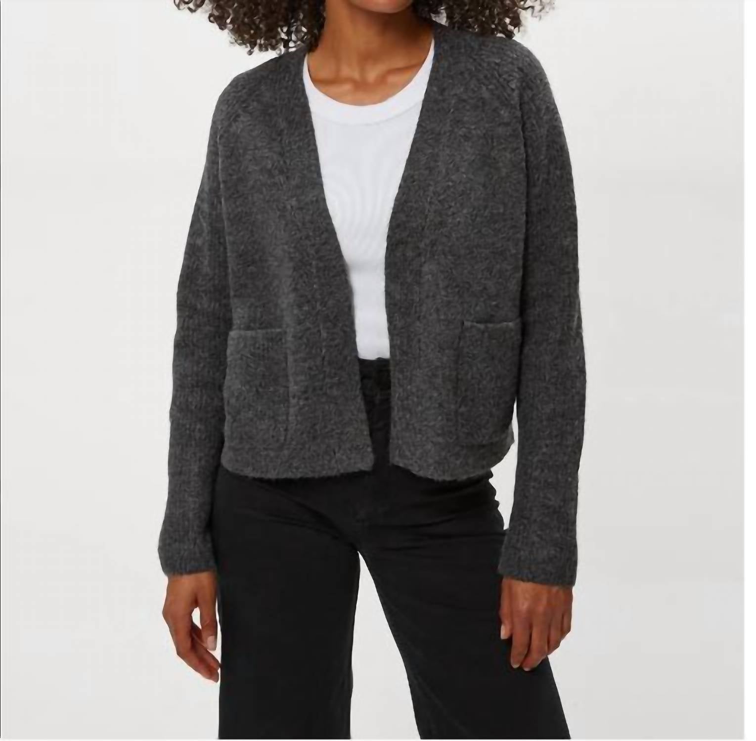 Michael Stars Drea Open Cardigan in charcoal - women's cardigan