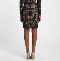 Sue Wong - Women's Sleeve Floral Embroidered Mesh Dress