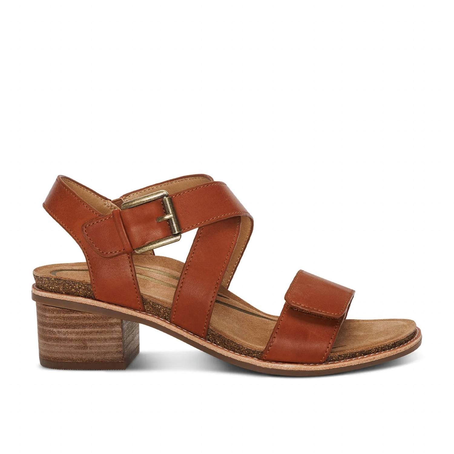 Aetrex Women's Kristin Sandal in cognac - women's sandal - detail view