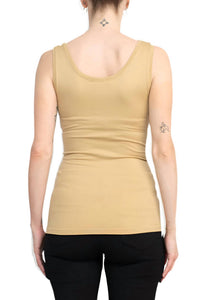 Alberto Makali - Scoop Neck Sleeveless Solid Spandex Top