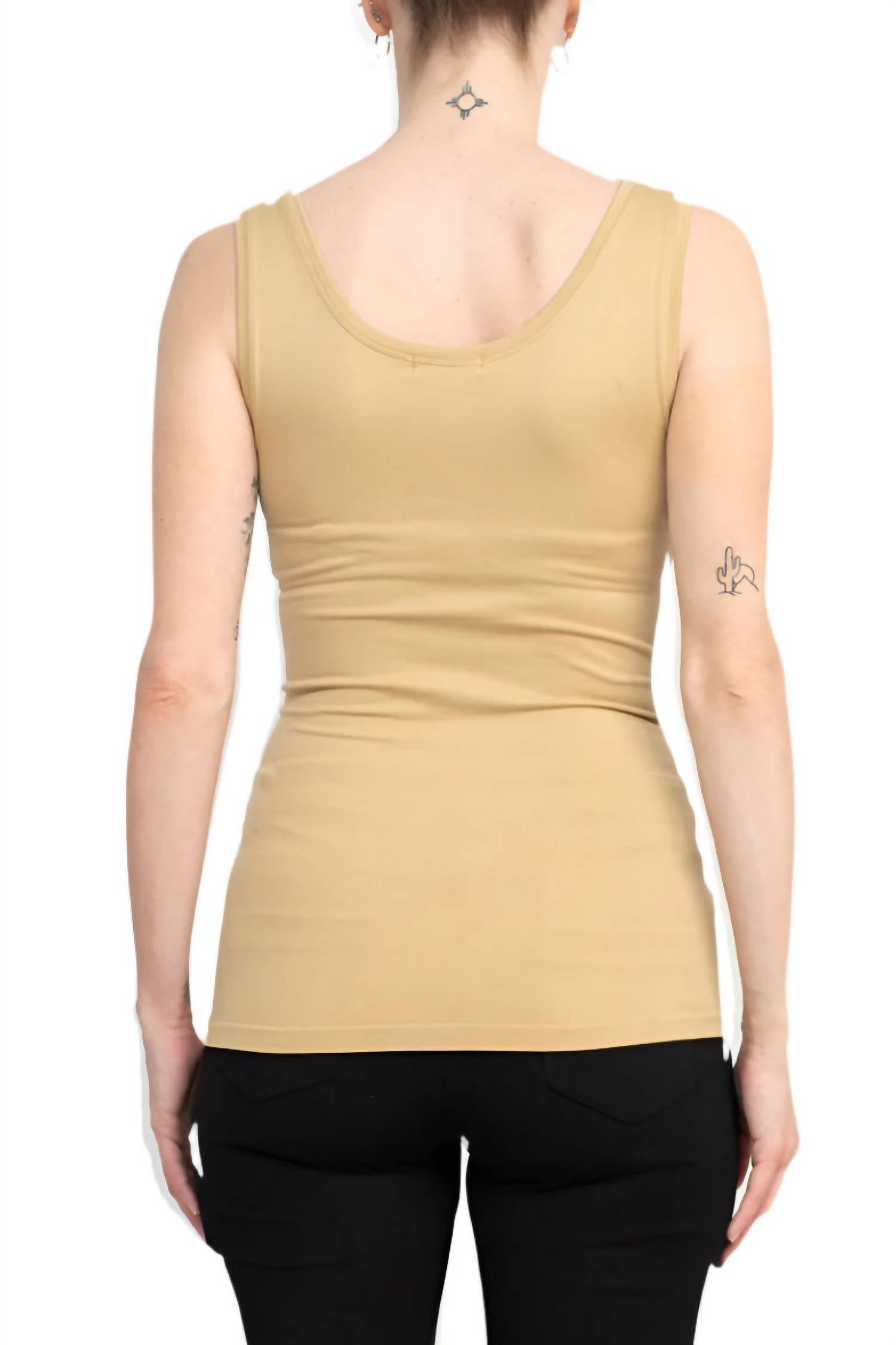 Alberto Makali - Scoop Neck Sleeveless Solid Spandex Top