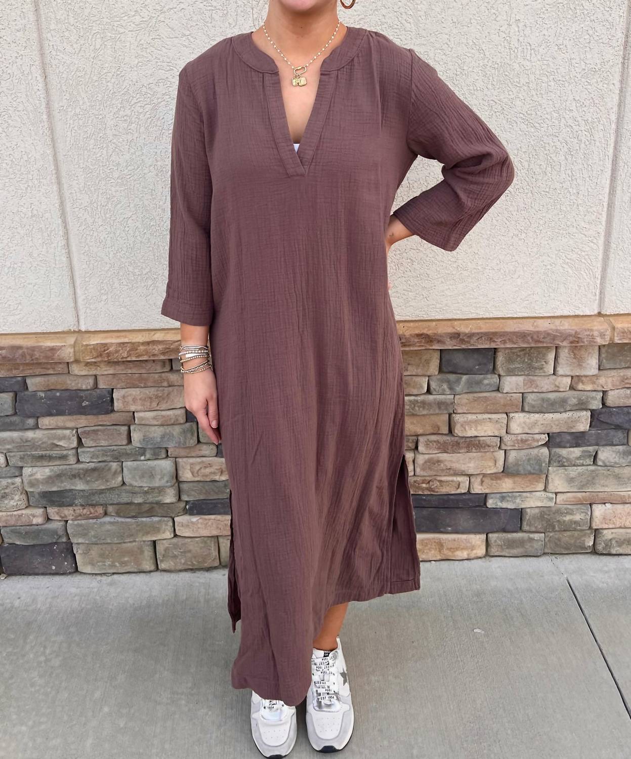 Bobi - Raw Edge Caftan Dress