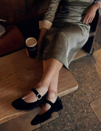 PENELOPE CHILVERS Women’s Low Mary Jane Diamante Velvet Shoes in black - women's flats - view 7