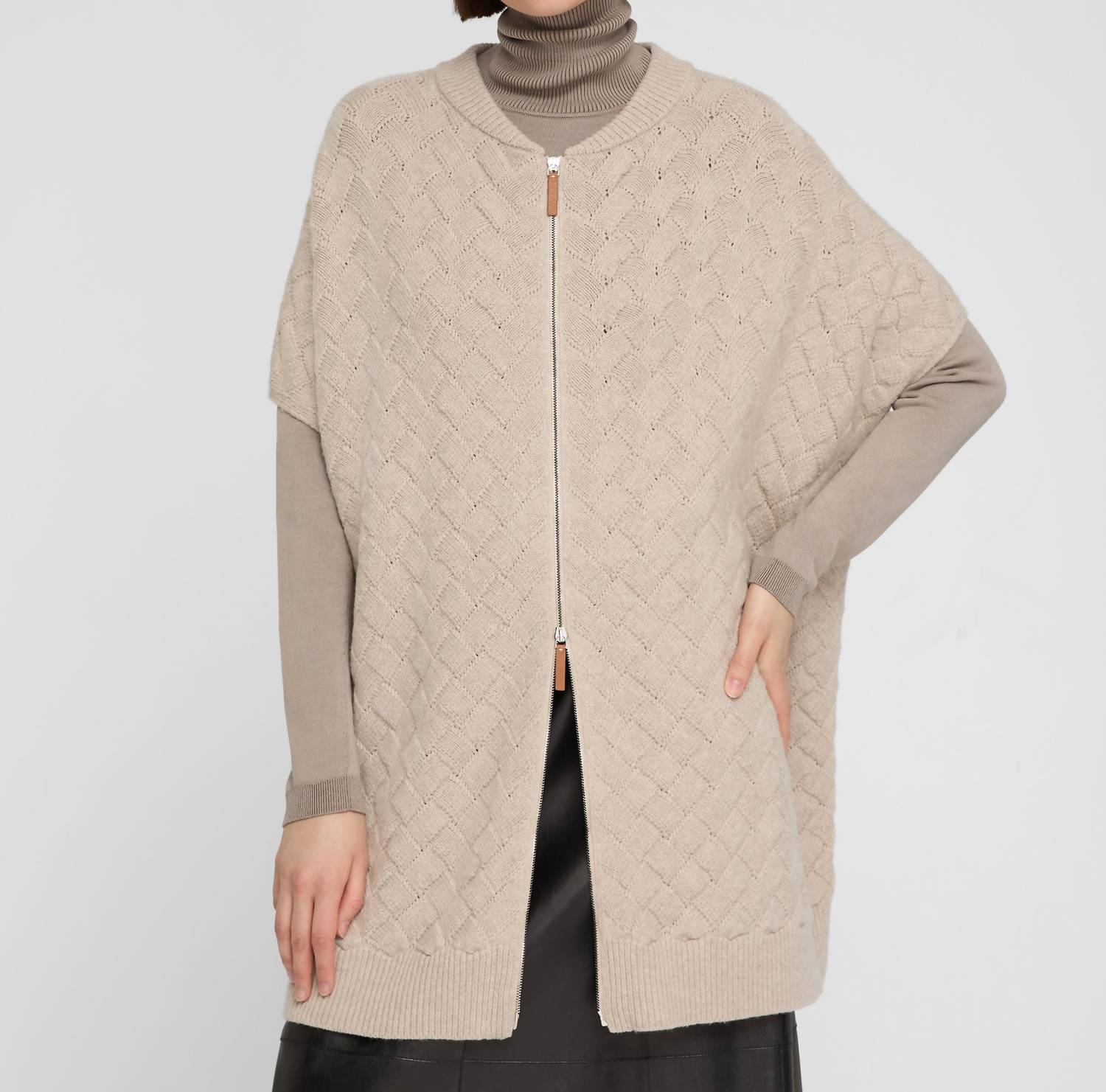 Lafayette 148 - Basket Stitch Zip Front Poncho
