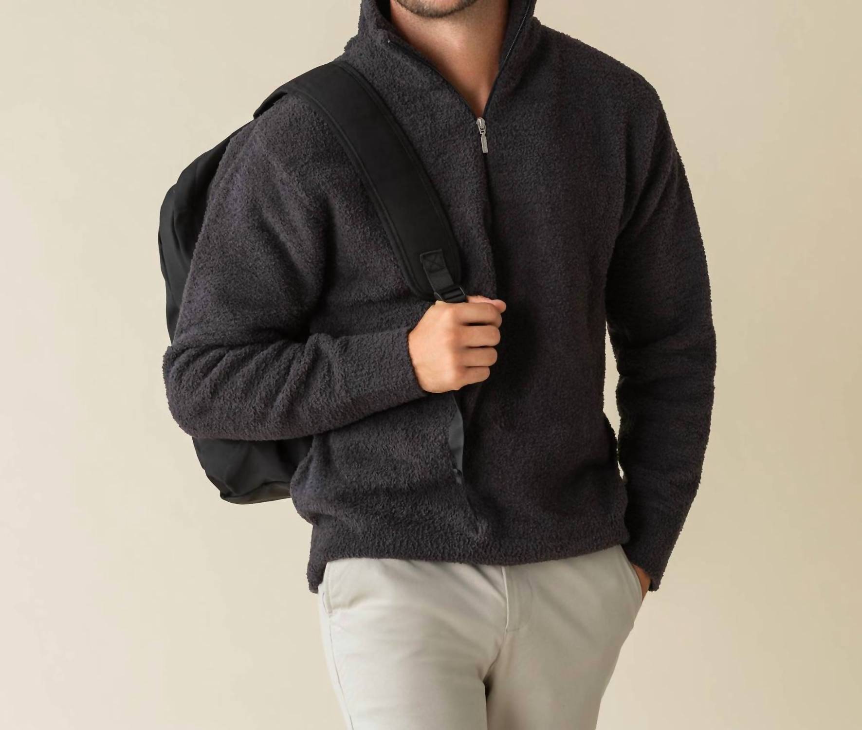 Kashwere Men's Textured Lightweight Jacket in midnight grey - men's jacket