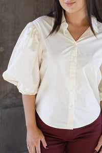 Karlie - Solid Poplin Button Top