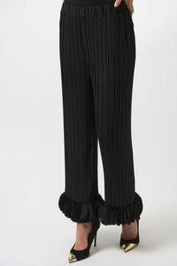 Joseph Ribkoff Lightweight Pleated Wide Leg Pants in black - women's pants - detail view