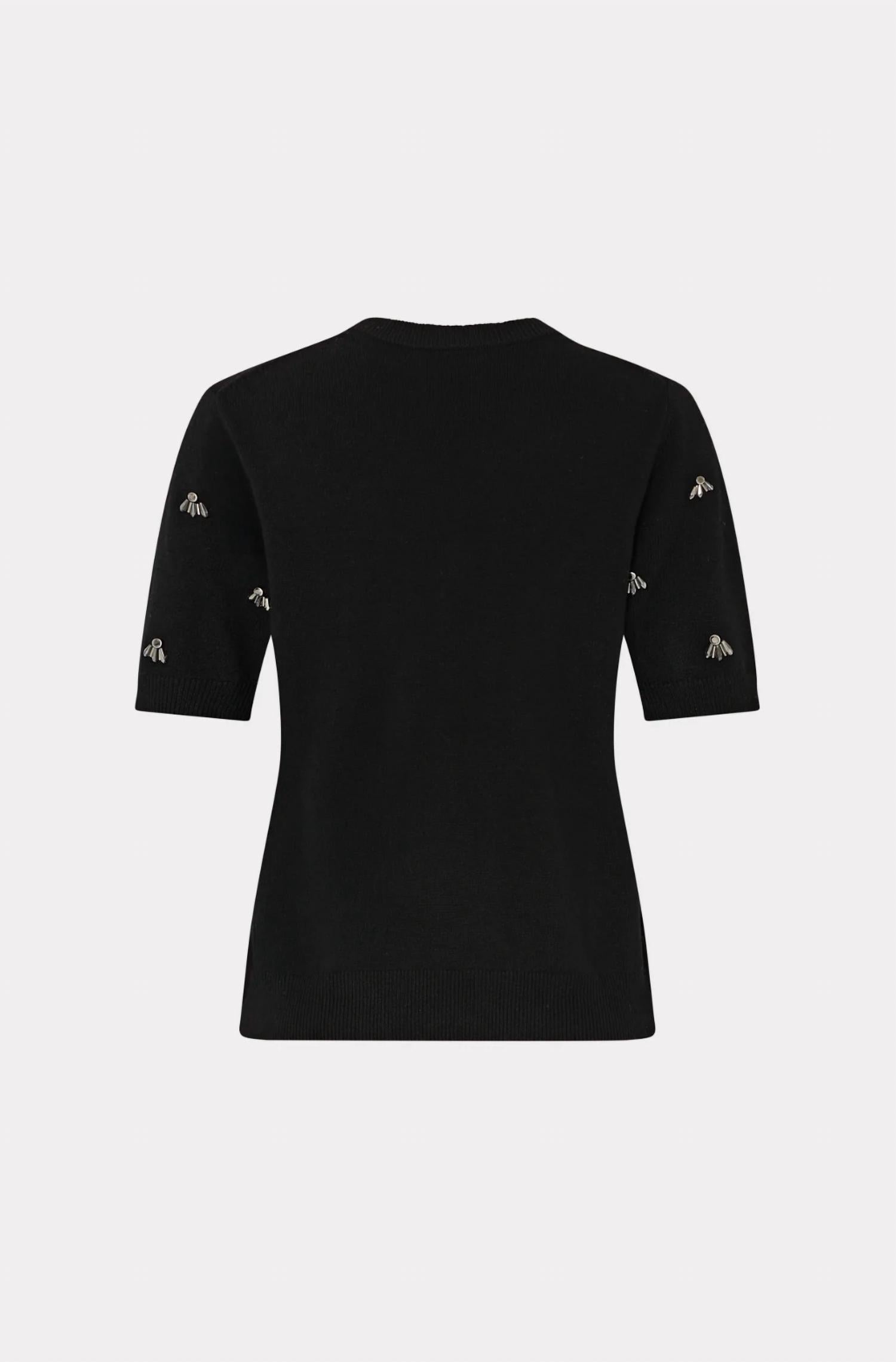 Milly - Rosalyn Rhinestone Short Sleeve Sweater